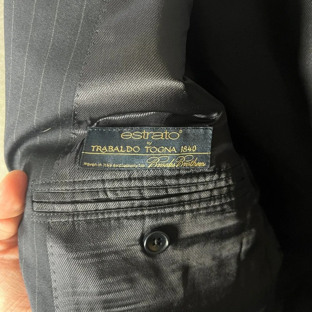 Brooks Brothers 1818 Fitzgerald‎ Pinstripe Wool Blazer Mens 44R Estrato Fabric
